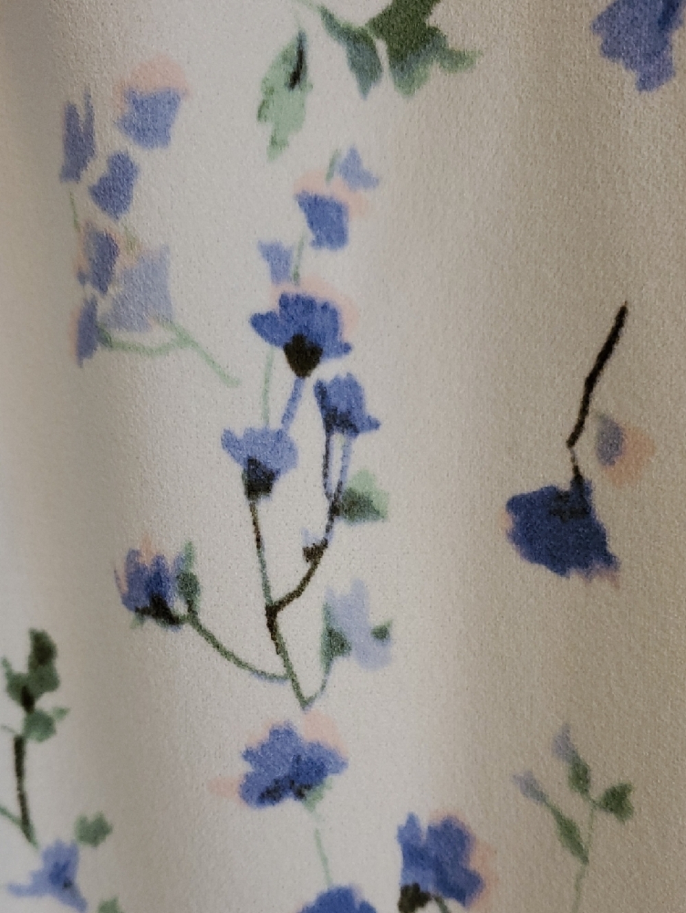 Lauren Ralph Lauren White Dress with Blue Floral Print and Bell Sleeves - Picture 4 of 4